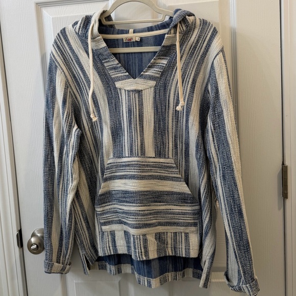 Faherty Tops - Faherty Blue and Cream Striped Hoodie